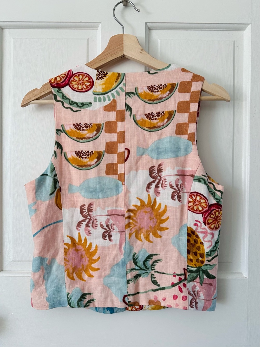 Paper Heart Pink Multi Fruit-Print Tie-Front Tank Top - Picture 3 of 10